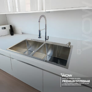 COMBO CYBER DE LAVADERO PREMIUM STPR8448 + LLAVE P/COCINA AL MUEBLE GIULS STT-01 CON ESCURRIDOR(EXONERADO) STONE