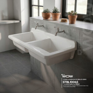 COMBO CYBER LAVARROPAS DE FIBRA DE VIDRIO STBL10045 + 2 LLAVES ASIRI R-02 RUMI + DESAGÜE C/TRAMPA CORRUGADA DE DOBLE POZA *KIT DE INSTALACIÓN STONE