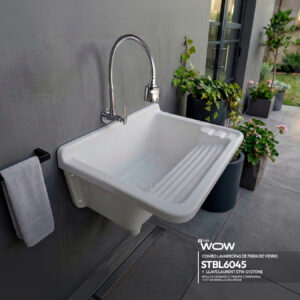 COMBO CYBER LAVARROPAS DE FIBRA DE VIDRIO STBL6045 + LLAVE LAURENT STW-01 STONE + DESAGÜE C/TRAMPA CORRUGADA *KIT DE INSTALACIÓN STONE