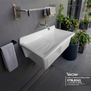 COMBO CYBER LAVARROPAS DE FIBRA DE VIDRIO STBL8045 + LLAVE ASIRI R-02 RUMI + DESAGÜE C/TRAMPA CORRUGADA *KIT DE INSTALACIÓN STONE