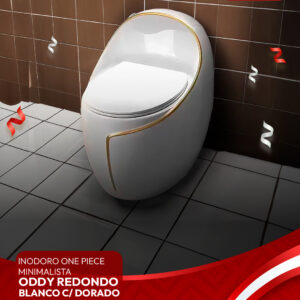 INODORO ONE PIECE MINIMALISTA REDONDO ODDY BLANCO C/ DORADO STONE
