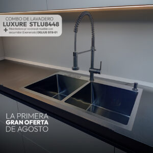 COMBO DE LAVADERO LUXURE STLU8448 + MEZCLADORA P/COCINA AL MUEBLE DELIUS STB-01 CON ESCURRIDOR (EXONERADO) STONE