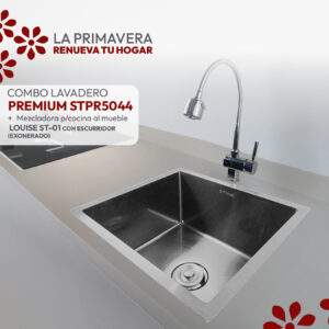 COMBO DE LAVADERO PREMIUM STPR5044 + LLAVE/MEZCLADORA P/COCINA AL MUEBLE LOUISE ST-01 CON ESCURRIDOR(EXONERADO) STONE