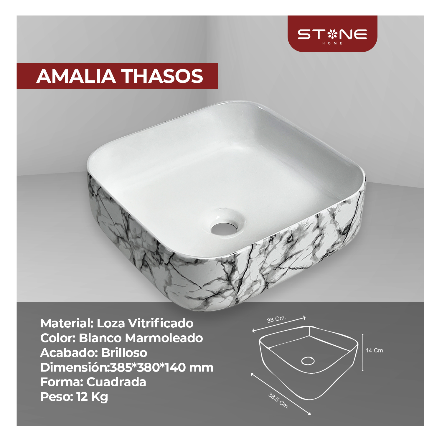 COMBO MUEBLE ONIX + BOWL AMALIA THASOS+ MEZCLADORA COLLEN STB + DESAGUE POP UP GRANDE NEGRO S/REBOSE + TRAMPA CORRUGADA UNIVERSAL PVC STONE - Imagen 6
