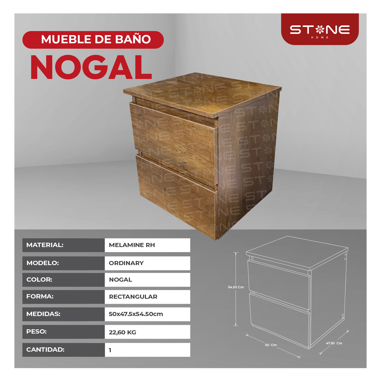 COMBO MUEBLE NOGAL + BOWL AMALIA NEGRO + MEZCLADORA ANNA STB + DESAGUE POP UP GRANDE NEGRO S/REBOSE + TRAMPA CORRUGADA UNIVERSAL PVC STONE - Imagen 5