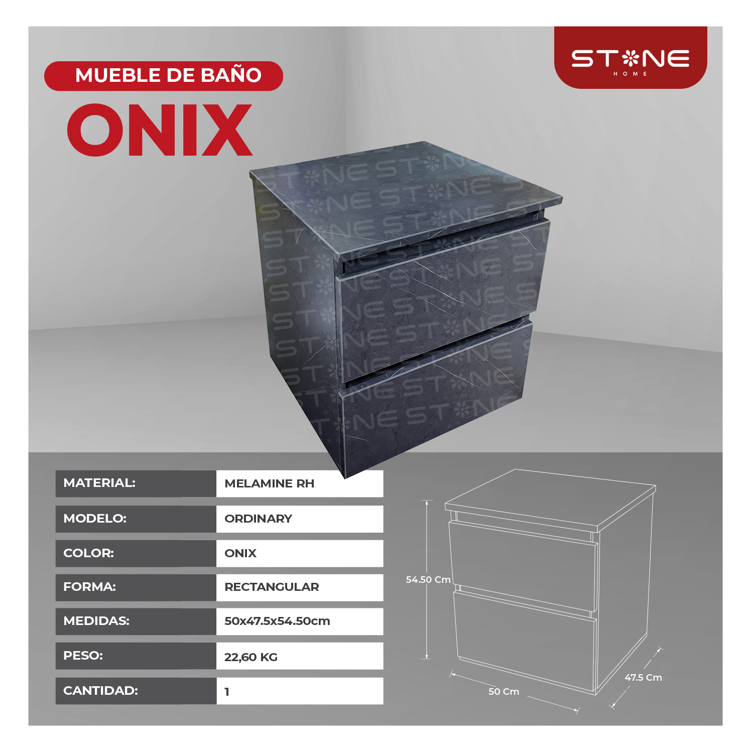 COMBO MUEBLE ONIX + BOWL AMALIA THASOS+ MEZCLADORA COLLEN STB + DESAGUE POP UP GRANDE NEGRO S/REBOSE + TRAMPA CORRUGADA UNIVERSAL PVC STONE - Imagen 4