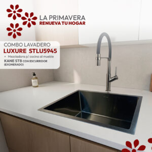 COMBO DE LAVADERO LUXURE STLU5945 + MEZCLADORA P/COCINA AL MUEBLE KANE STB CON ESCURRIDOR(EXONERADO) STONE