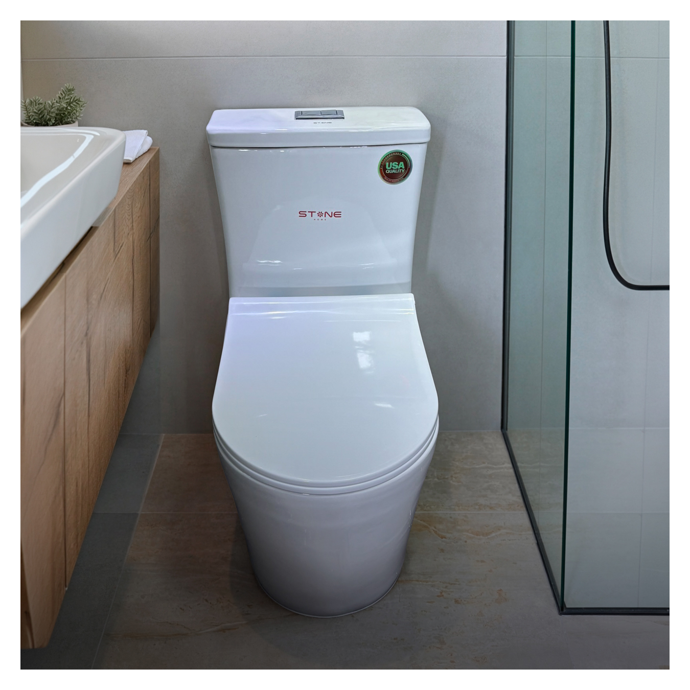 INODORO ONE PIECE MINIMALISTA MILAN BLANCO STONE - Imagen 2