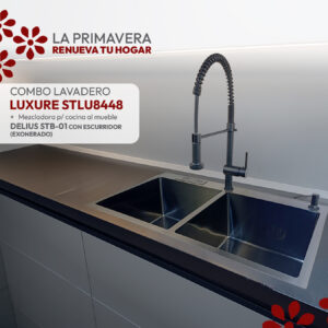 COMBO DE LAVADERO LUXURE STLU8448 + MEZCLADORA P/COCINA AL MUEBLE DELIUS STB-01 CON ESCURRIDOR (EXONERADO) STONE